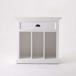 Porth Wooden Bedside Table With Dividers In Classic White