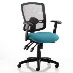 Portland III Black Back Office Chair With Maringa Teal Seat