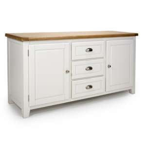 Portbling Sideboard In White And Oak With 2 Doors And 3 Drawers