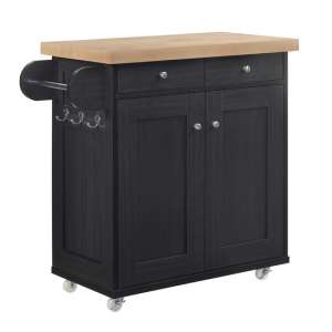 Portena Wooden Kitchen Storage Cabinet In Black