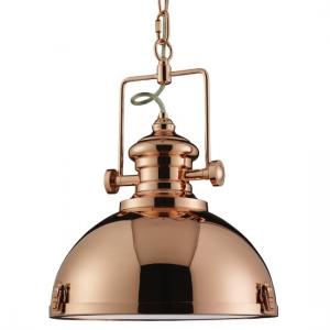 Porto Industrial Pendant Light In Copper And Frosted Glass Lens