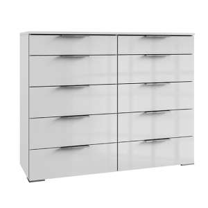 Posterior Chest Of Drawers In White High Gloss With 10 Drawers
