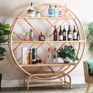 Potosi Large Rattan Display Stand With 3 Shelves In Natural
