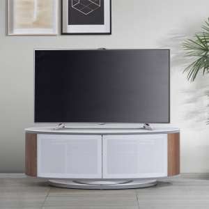 Lanza High Gloss TV Stand With Push Doors In White And Walnut