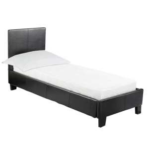 Prescot Faux Leather Single Bed In Black