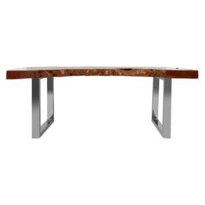 Praecipua Wooden Coffee Table With Silver Steel Base In Brown