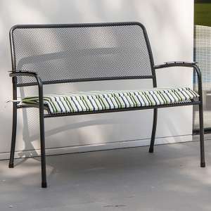 Prats Outdoor Seating Bench In Grey With Charcoal Cushion