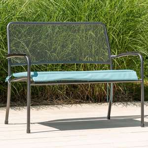 Prats Outdoor Seating Bench In Grey With Jade Cushion