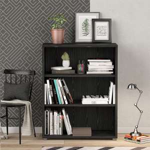 Prax 2 Shelves Open Home And Office Bookcase In Black