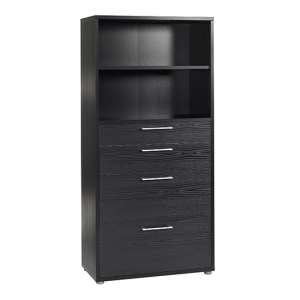 Prax 4 Shelves 2 Drawers Office Storage Cabinet In Black