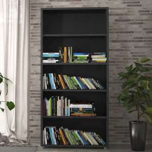 Prax Wooden 4 Shelves Home And Office Bookcase In Black