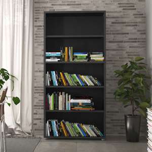 Prax 4 Shelves Open Home And Office Bookcase In Black