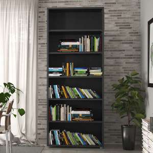 Prax 5 Shelves Home And Office Bookcase In Black