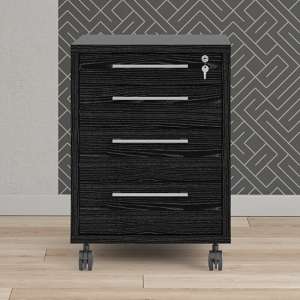 Prax Mobile Office Pedestal In Black With 4 Drawers