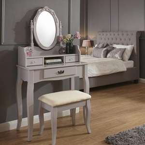 Littleton Contemporary Dressing Table Set In Grey