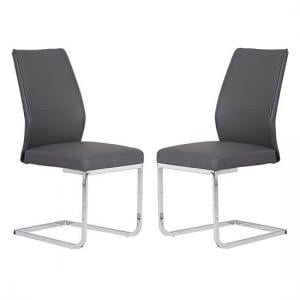 Prestina Dining Chair In Grey Faux Leather In A Pair