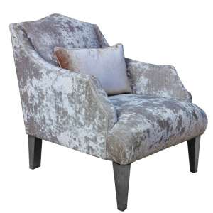 Preston Sofa Chair In Champagne Velvet With Dark Wooden Legs