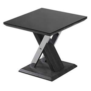 Prica Black Glass Top End Table With Black Base