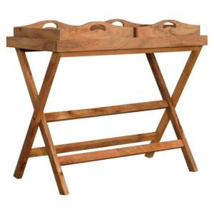 Prima Wooden Butler Tray Side Table In Oak Ish