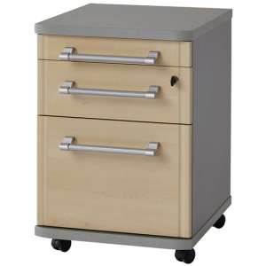 Profi Rolling File Cabinet With Drawers In Maple And Silver