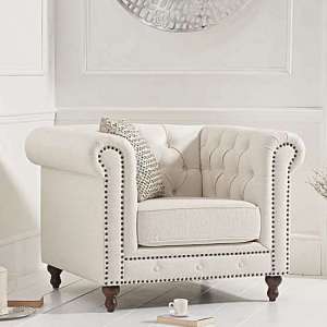 Propus Linen Lounge Chaise Armchair In Ivory