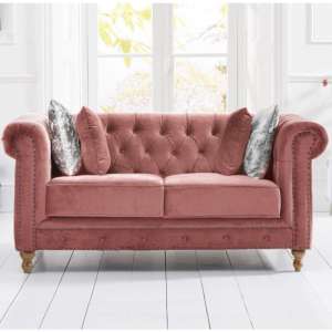 Propus Plush Fabric 2 Seater Sofa In Blush