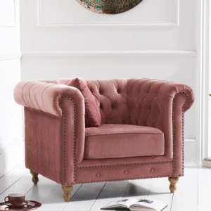 Propus Plush Fabric Lounge Chaise Armchair In Blush
