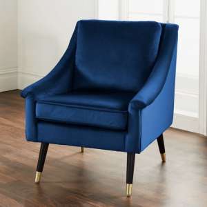 Provo Velvet Upholstered Armchair In Mystique Blue