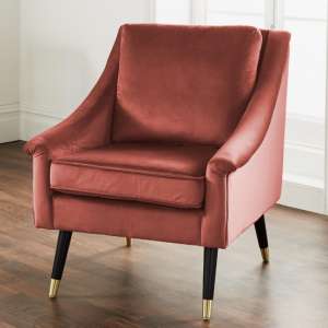 Provo Velvet Upholstered Armchair In Rose