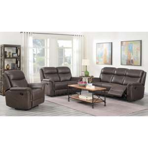 Proxima 3 Seater Sofa And 2 Armchairs Suite In Rustic Brown