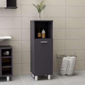 Pueblo Gloss Bathroom Storage Cabinet With 1 Door In Grey