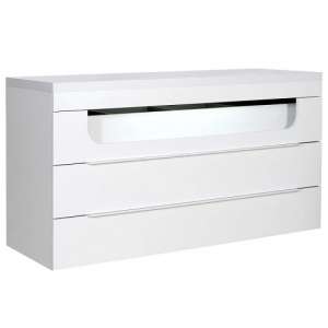 Pulse High Gloss Chest of Drawers In White With LED Lighting
