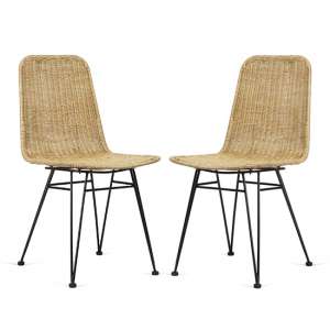 Puqi Natural Rattan Dining Chairs In Pair