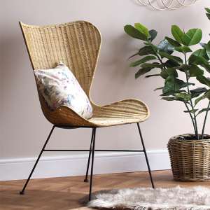Puqi Rattan Wing Accent Chair In Natural