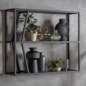 Putnot Glass Wall Shelving Unit With Black Metal Frame