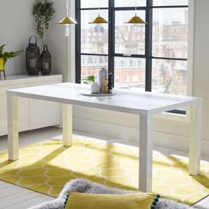 Puto Medium Rectangular High Gloss Dining Table In White