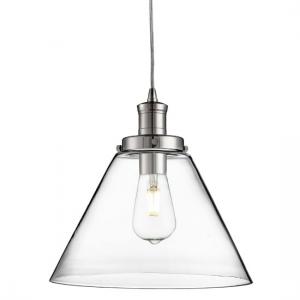 Pyramid Pendant Light In Chrome With Clear Glass Shade
