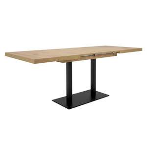 Quads Extending Wooden Dining Table In Artisan Oak And Black