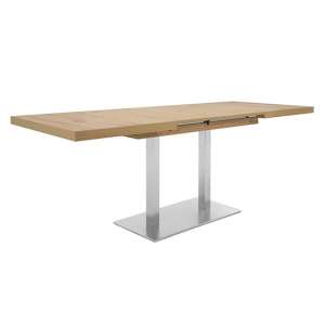 Quads Extending Dining Table In Artisan Oak And Polished Steel