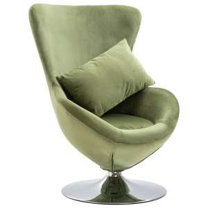 Quant Velvet Swivel Egg Lounge Chair In Light Green