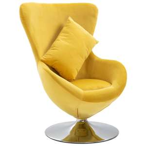 Quant Velvet Swivel Egg Lounge Chair In Yellow