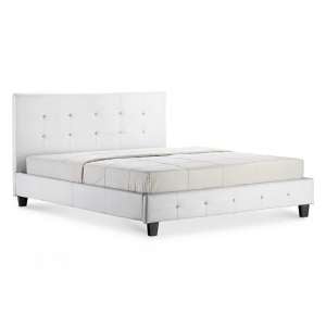 Quartz Faux Leather King Size Bed In White