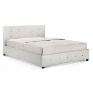 Quartz Faux Leather Storage King Size Bed In White