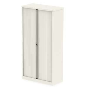 Qube 2000mm Steel 2 Doors Side Tambour Storage In Chalk White