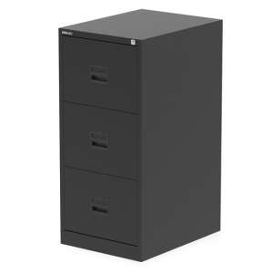 Qube Steel 3 Drawers Filing Cabinet In Black