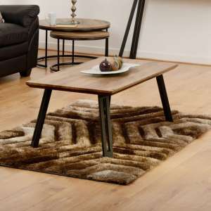 Qinson Wooden Straight Edge Coffee Table In Medium Oak Effect