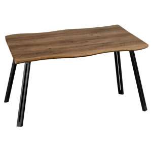 Qinson Wooden Wave Edge Dining Table In Medium Oak Effect