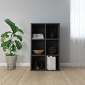 Quena Wooden Bookcase With 6 Compartments In Grey