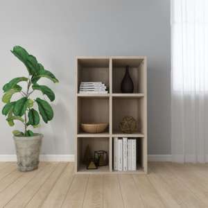Quena Wooden Bookcase With 6 Compartments In Sonoma Oak