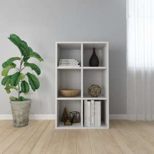 Quena High Gloss Bookcase With 6 Compartments In White